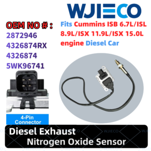 2872946 4326874 Nitrogen Oxide Sensor Nox Sensors Fit for 2013-2020 Cummins ISB 6.7L/ISL 8.9L/ISX 11.9L/ISX 15.0L 2013-2017 Cascadia L6 11.9L 15.0L OEM# 4326874RX 2872946RX 5WK96741 5WK96741B
