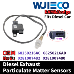 WJIECO Particulate Sensor  68250216AC 68250216AD  Compatible with Fits For RAM Pickup diesel vehicles Diesel Exhaust Particulate Matter Sensor  OEM Replace Part Number  68250216AC   68250216AD   0281007482   0281007480 PM Sensor Automobiles Sensors