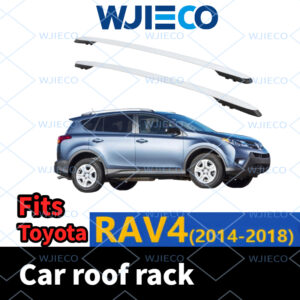WJIECO Car Roof Rack Side Rails Compatible with Toyota RAV4 2014-2018, Thick Aluminum Alloy Screw Fixed Roof Luggage Bars, Waterproof Rooftop Storage Rails for Outdoor Travel Accessories