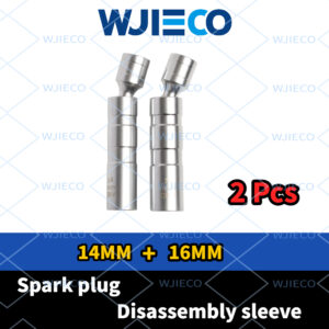 WJIECO Complete Magnetic Swivel Spark Plug Socket Wrench Kit, Ultra Thin Wall Set Containing 14mm and 16mm Sockets, Professional Car Spark Plug Install & Remove Hand Tools